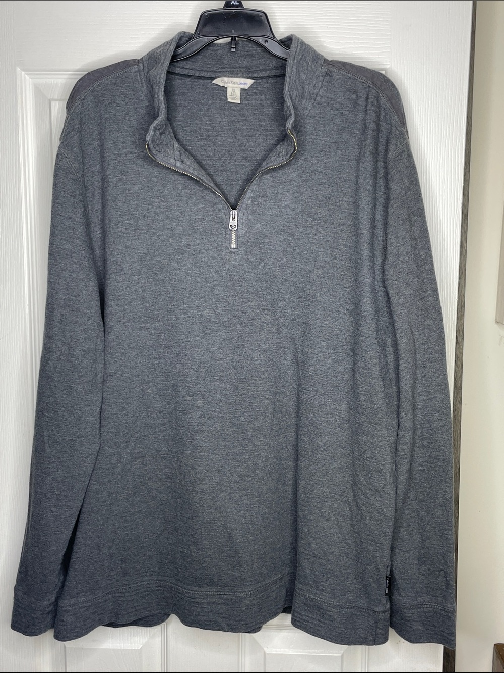 Calvin Klein Jeans Men's Charcoal Gray Half-Zip Sweater. Size XL